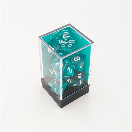 Translucent Teal White - Polyhedral Rollespils Terning Sæt - Chessex